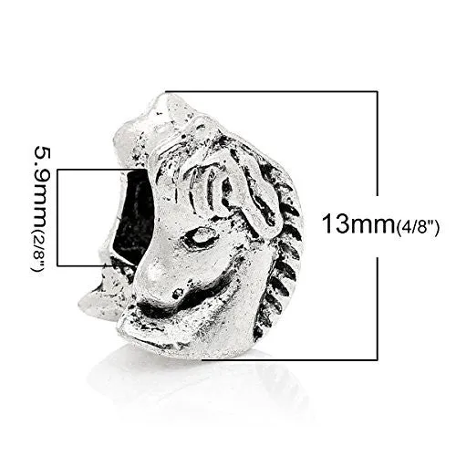 Beautiful Horse Head Bead Compatible for Most European Snake Chain Bracelet