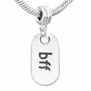 Bff Dog Tag Best Friends Forever European Bead Compatible for Most European Snake Chain Bracelet