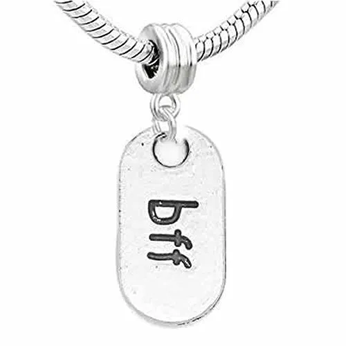 Bff Dog Tag Best Friends Forever European Bead Compatible for Most European Snake Chain Bracelet