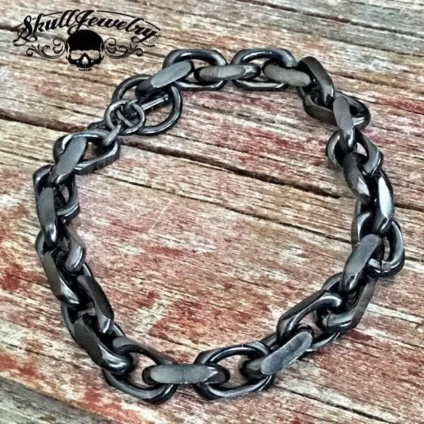 Black Link Stainless Steel Bracelet (#878)
