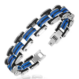 Blue Black Bike Bracelet