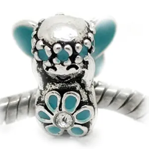 Blue Flower Fairy Charm Bead For European Snake Chain Charm Bracelet