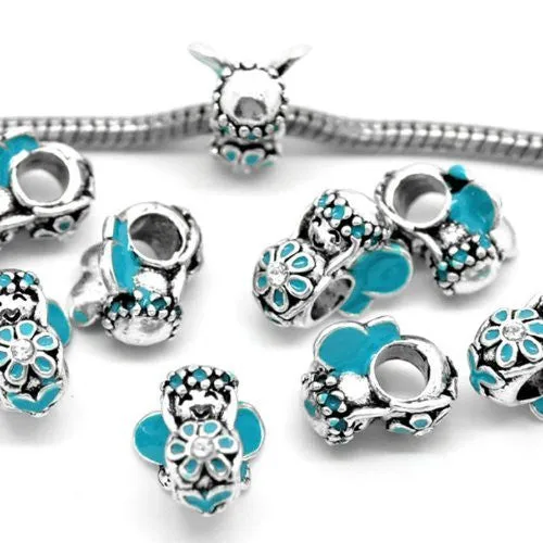 Blue Flower Fairy Charm Bead For European Snake Chain Charm Bracelet