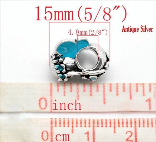 Blue Flower Fairy Charm Bead For European Snake Chain Charm Bracelet