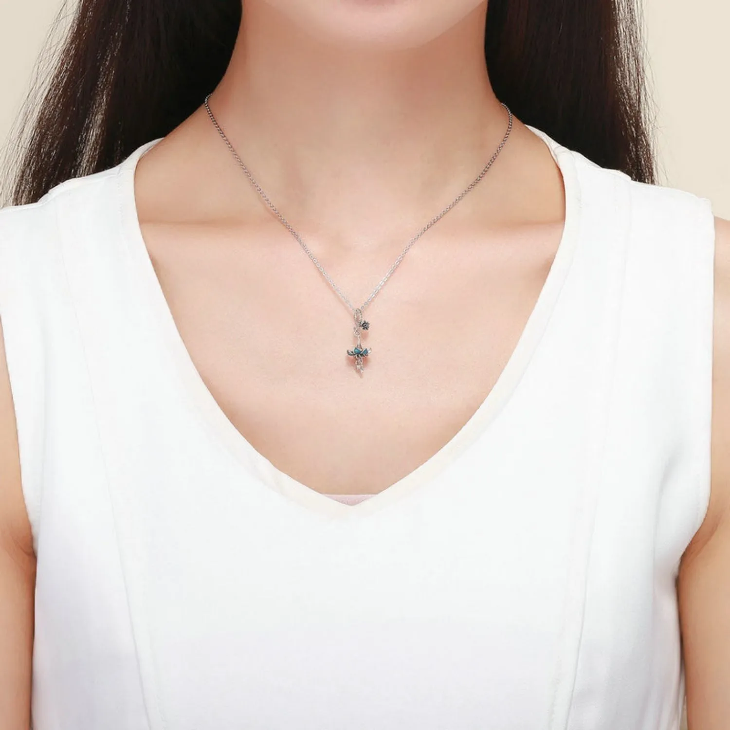 Blue Flower Pendant Charm