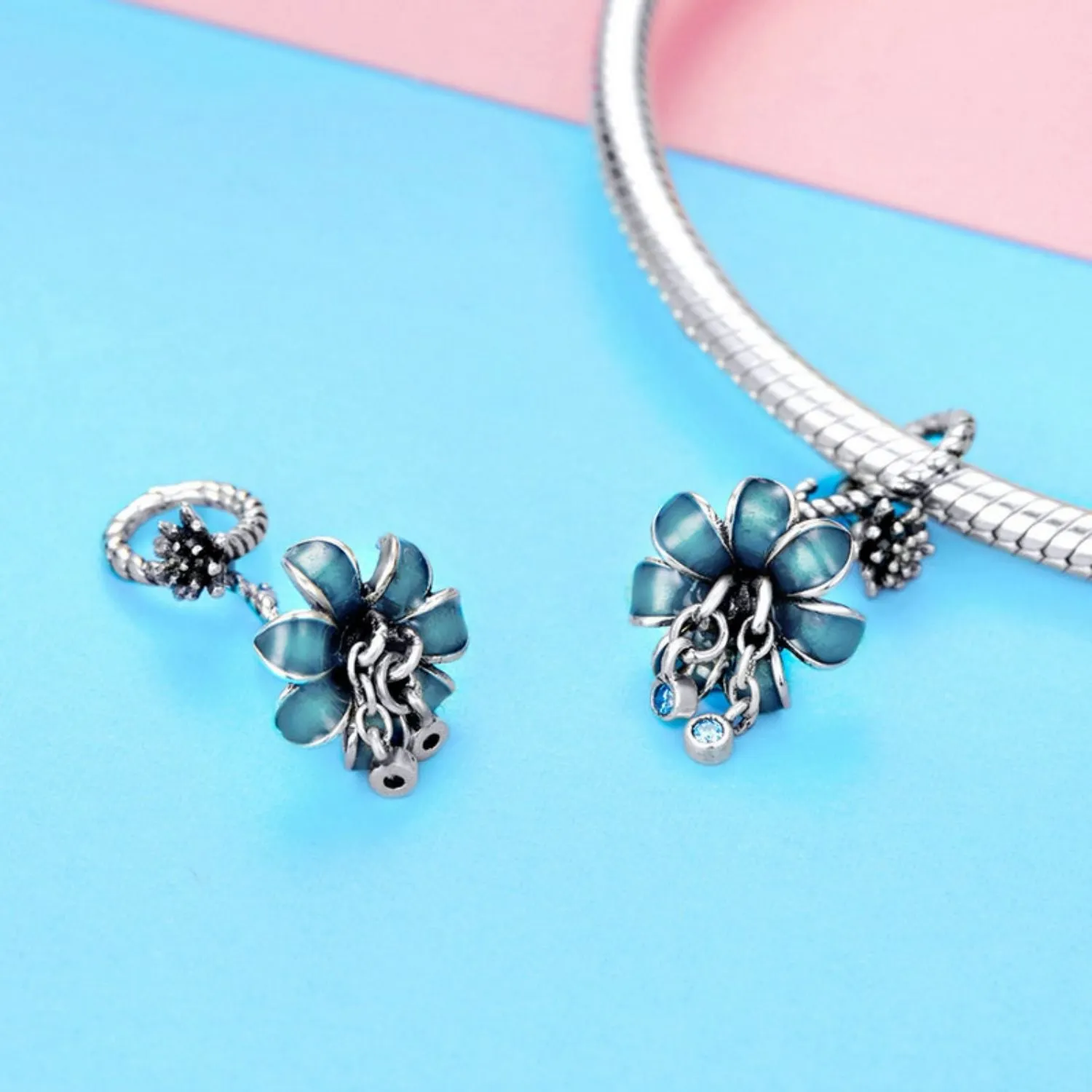 Blue Flower Pendant Charm