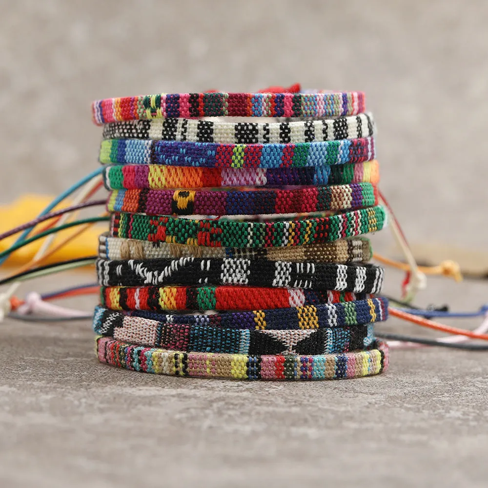 Bohemian Style Linen Fabric Woven Bracelet Eco-Friendly All match Friendship