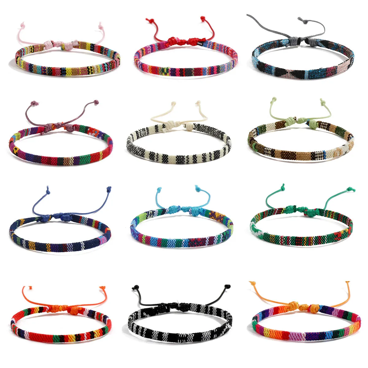 Bohemian Style Linen Fabric Woven Bracelet Eco-Friendly All match Friendship