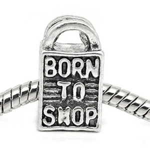 Born to Shop Shopping Bag European Bead Compatible for Most European Snake Chain Bracelet