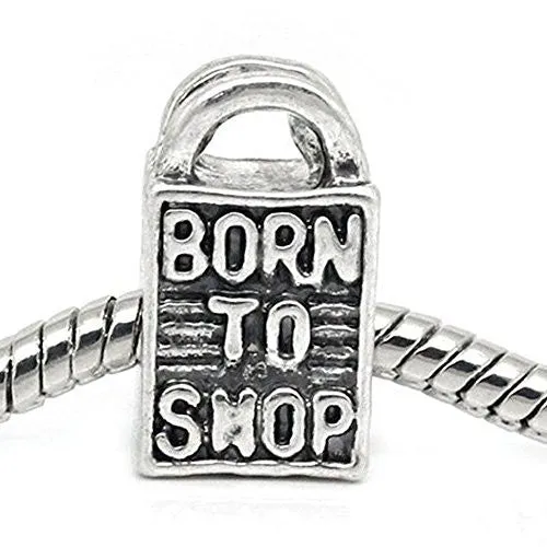 Born to Shop Shopping Bag European Bead Compatible for Most European Snake Chain Bracelet