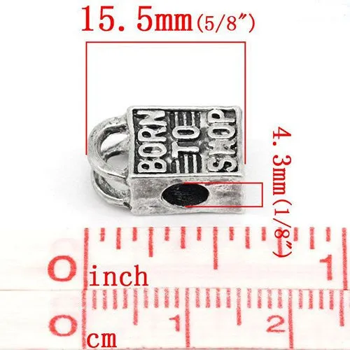 Born to Shop Shopping Bag European Bead Compatible for Most European Snake Chain Bracelet