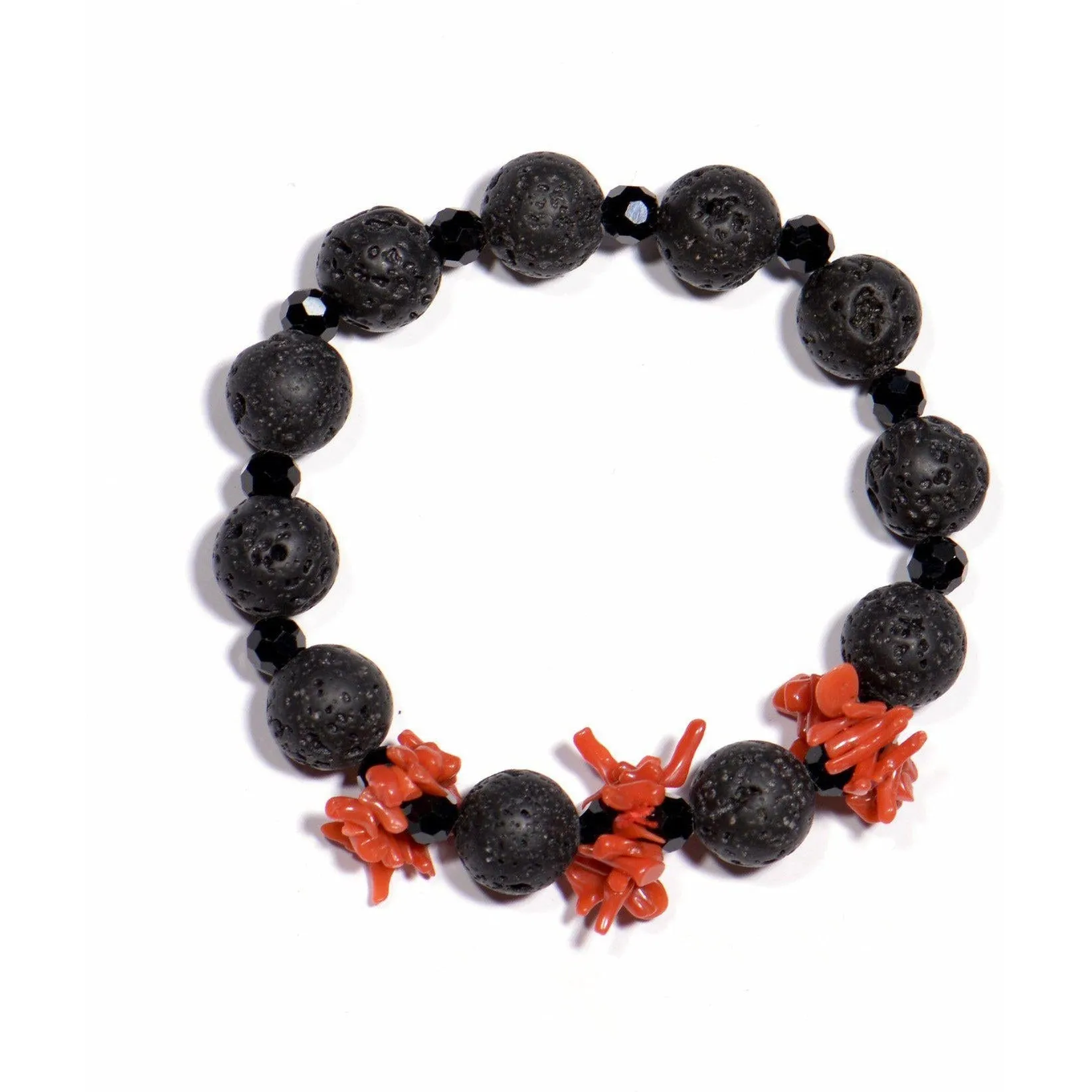 Bracciale Corallo Rosso, Pietra lavica e Onice