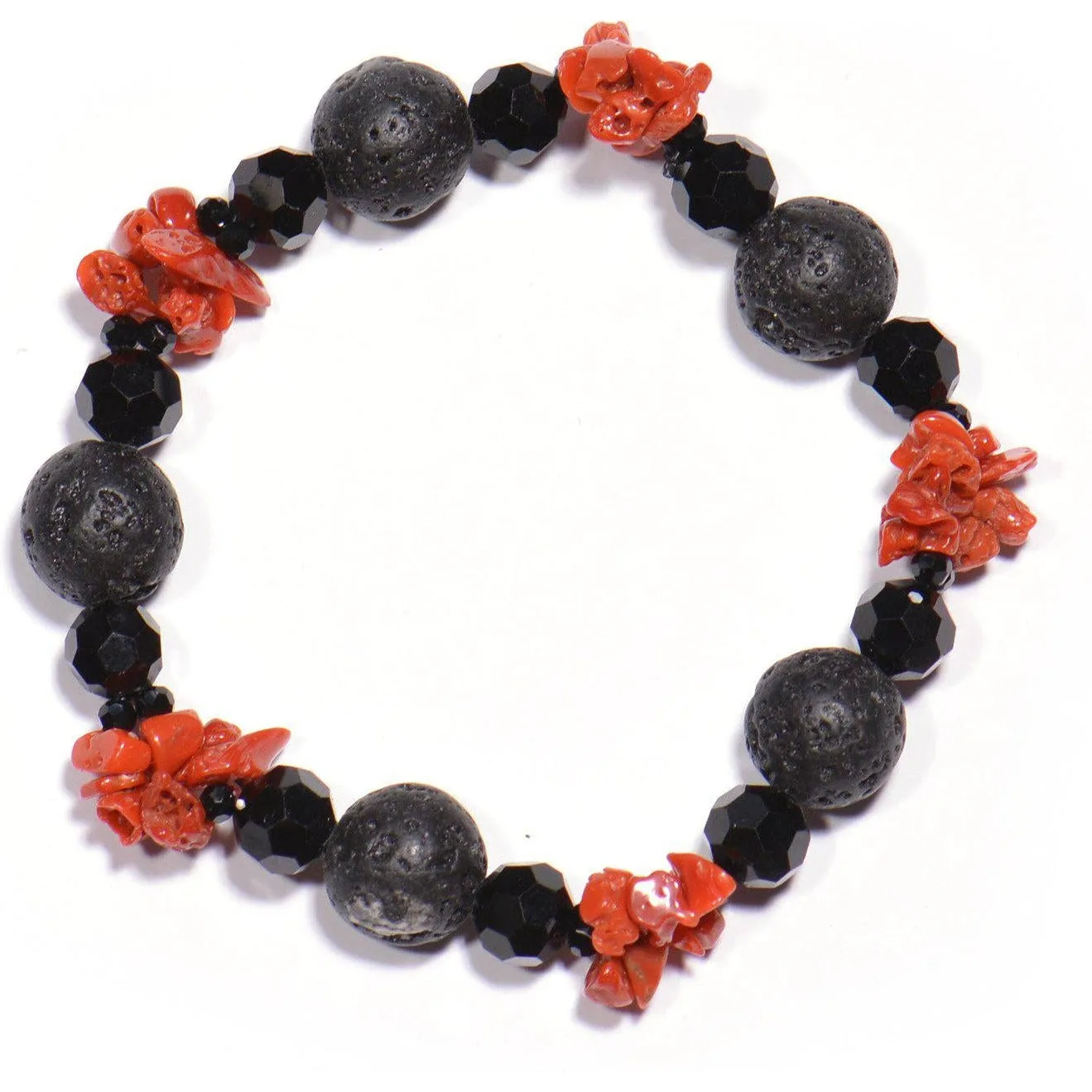 Bracciale Corallo Rosso, Pietra lavica e Onice