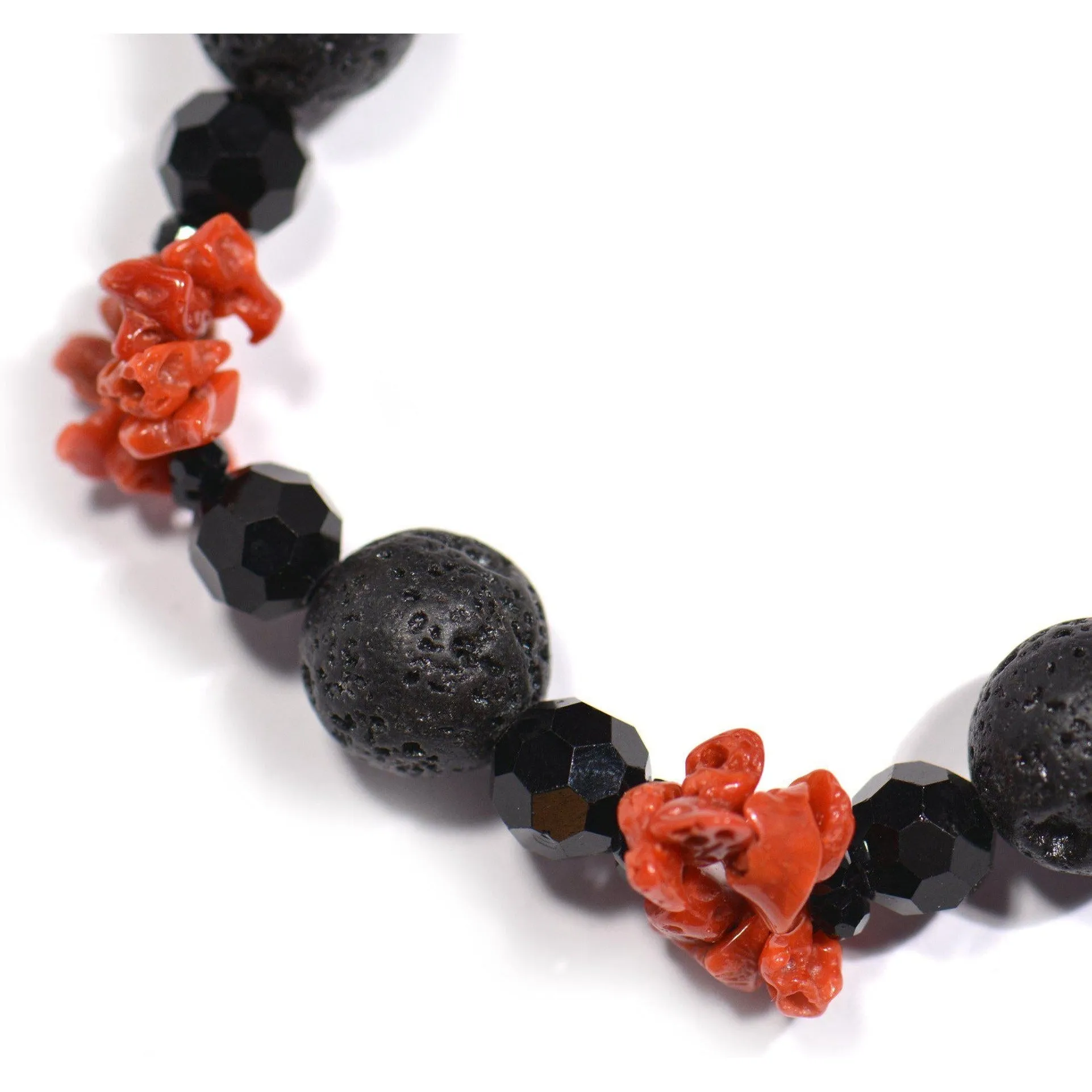 Bracciale Corallo Rosso, Pietra lavica e Onice