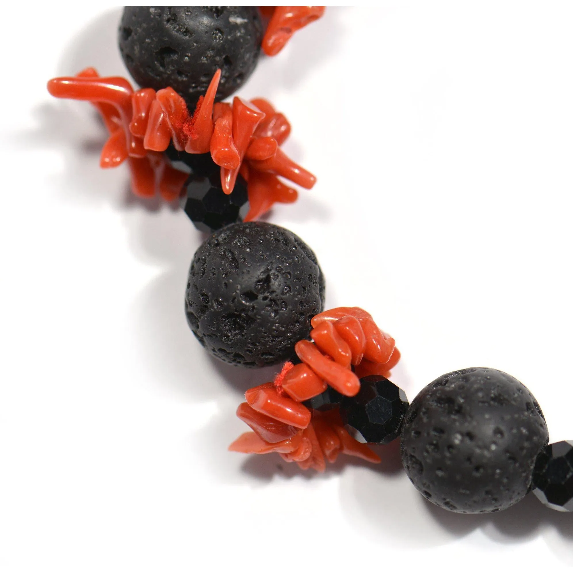 Bracciale Corallo Rosso, Pietra lavica e Onice