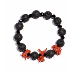 Bracciale Corallo Rosso, Pietra lavica e Onice