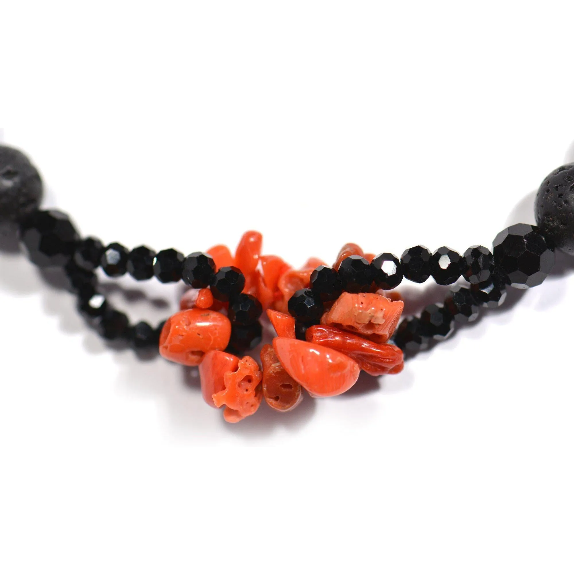 Bracciale Scaglie di Corallo, Pietra lavica ed Onice