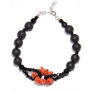 Bracciale Scaglie di Corallo, Pietra lavica ed Onice