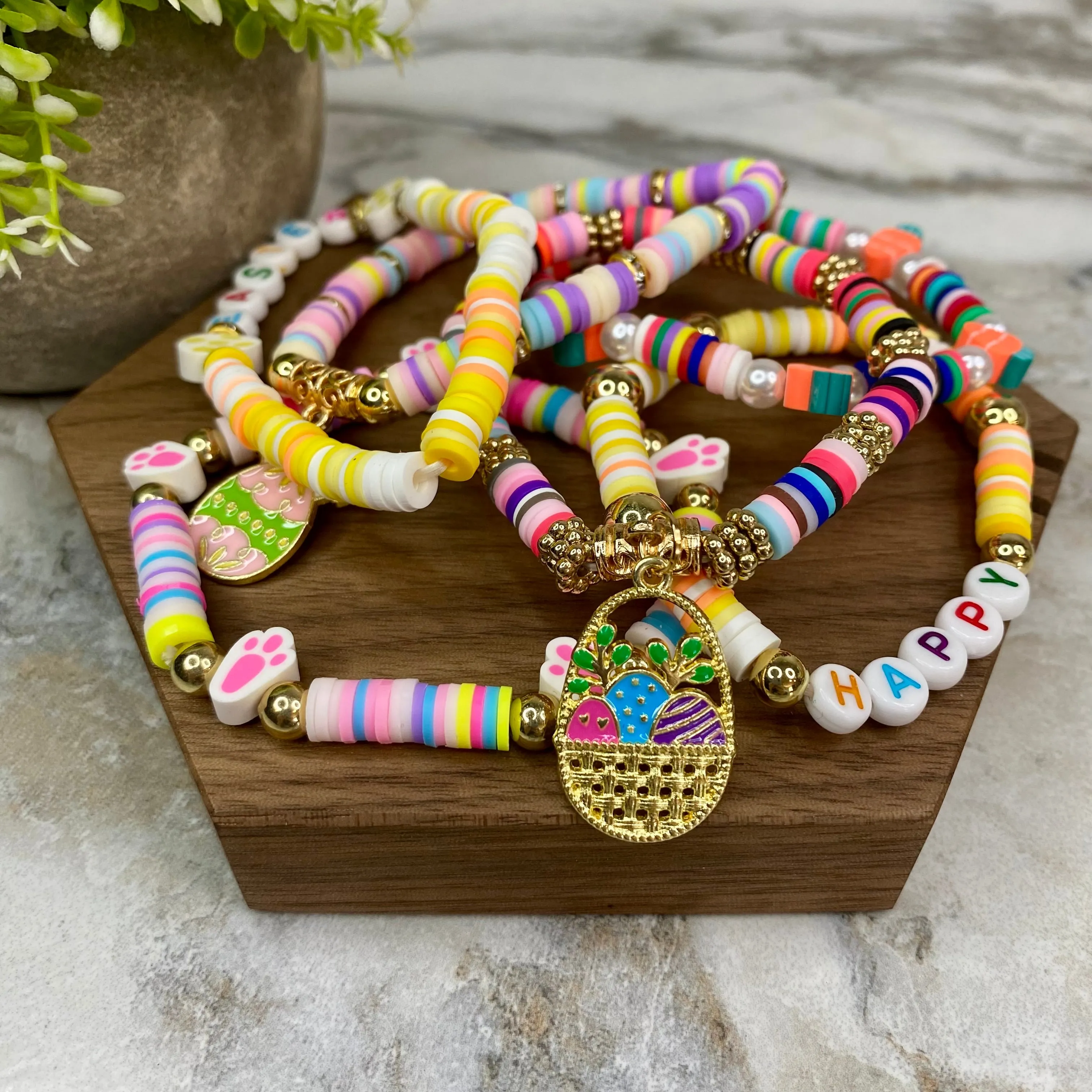 Bracelet - Clay   Bead - Easter Mix #6