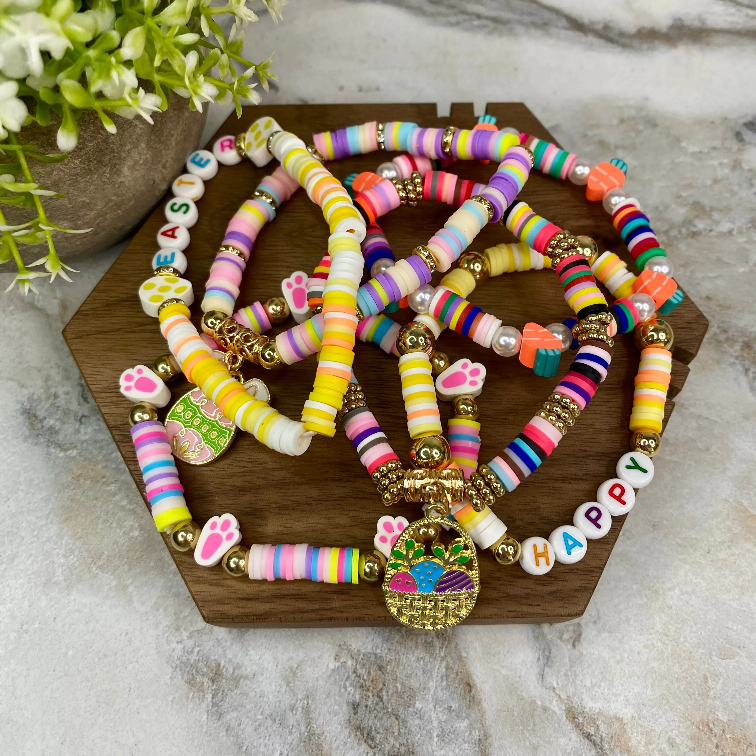 Bracelet - Clay   Bead - Easter Mix #6