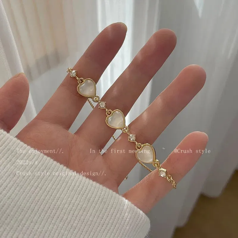 Bracelets for Women Sweet Girls Sparkling Hollow Heart Delicate Chain Bracelet Party Jewelry Gifts