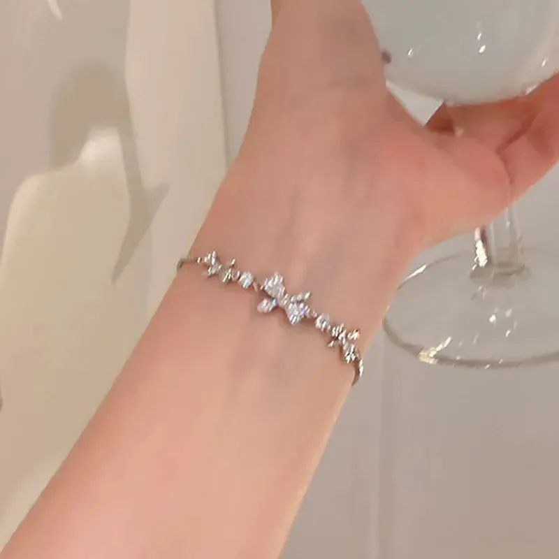 Bracelets for Women Sweet Girls Sparkling Hollow Heart Delicate Chain Bracelet Party Jewelry Gifts