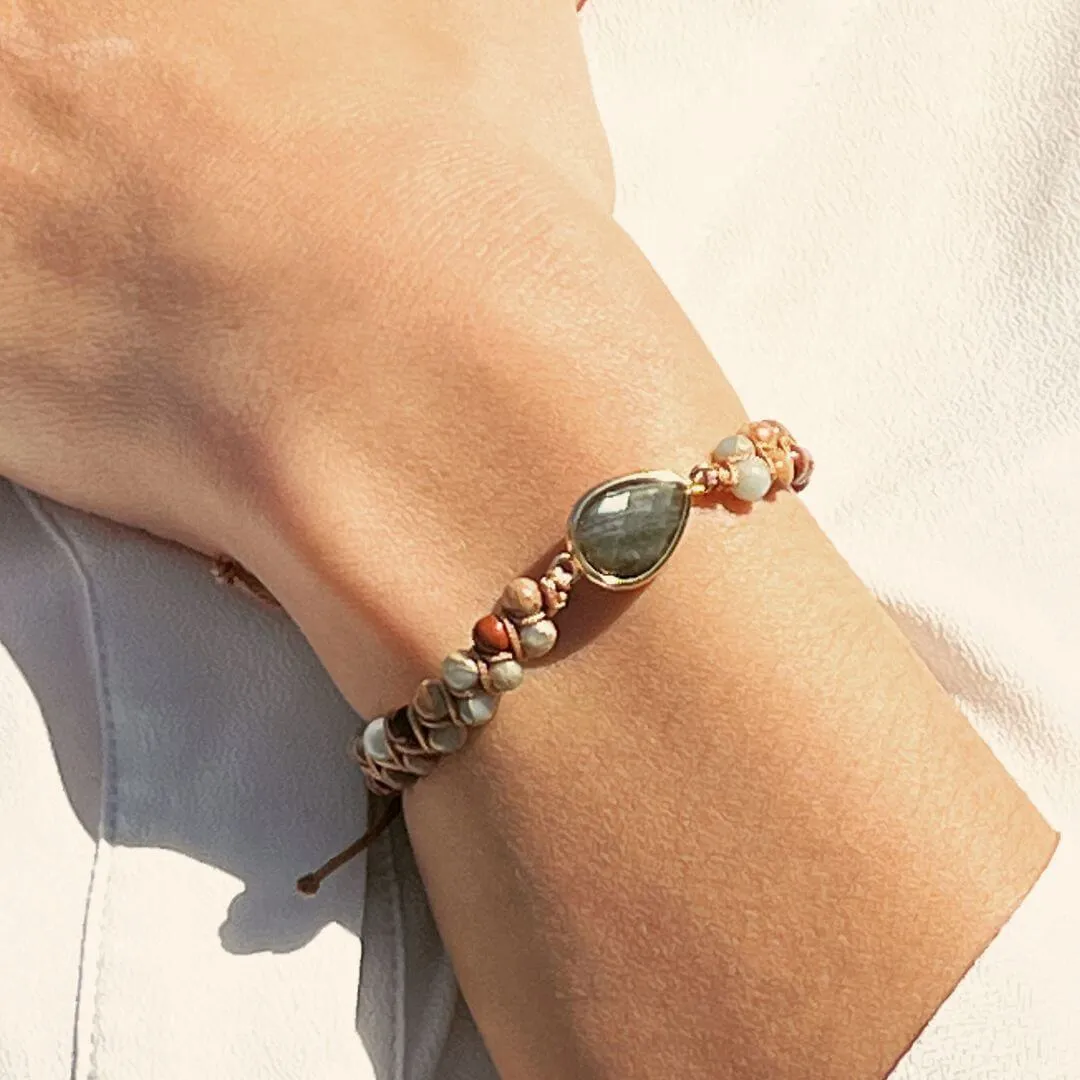Braided Bracelet "Audacity" in Jasper & Labradorite