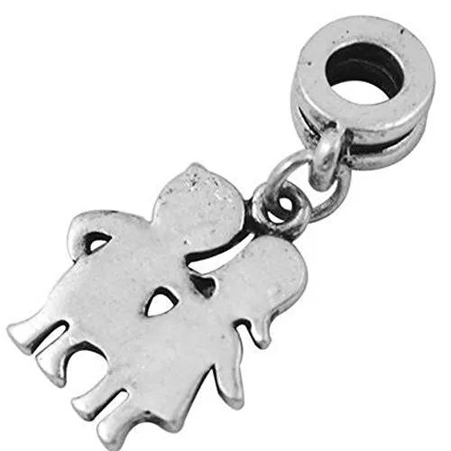 Brother and Sister Dangle Charm European Bead Compatible for Most European Snake Chain Bracelet