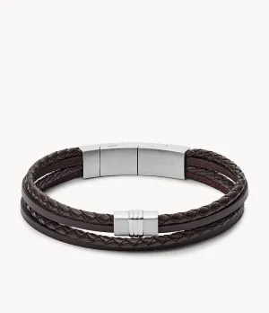 Brown Multi-Strand Braided Leather Bracelet