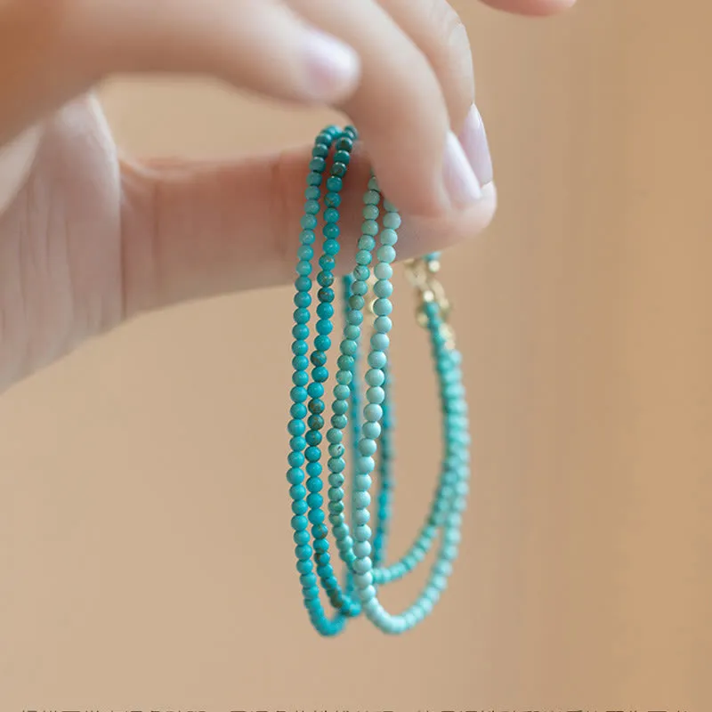 Buddha Stones 2mm Turquoise Ultra-thin Beads 14k Gold Plated Copper Wisdom Bracelet