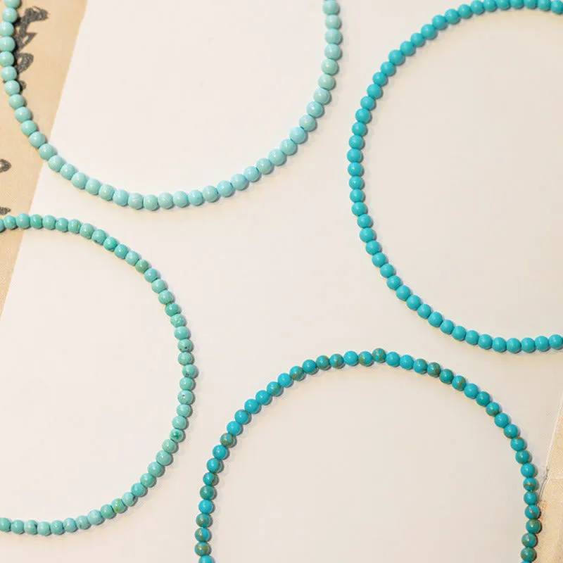 Buddha Stones 2mm Turquoise Ultra-thin Beads 14k Gold Plated Copper Wisdom Bracelet