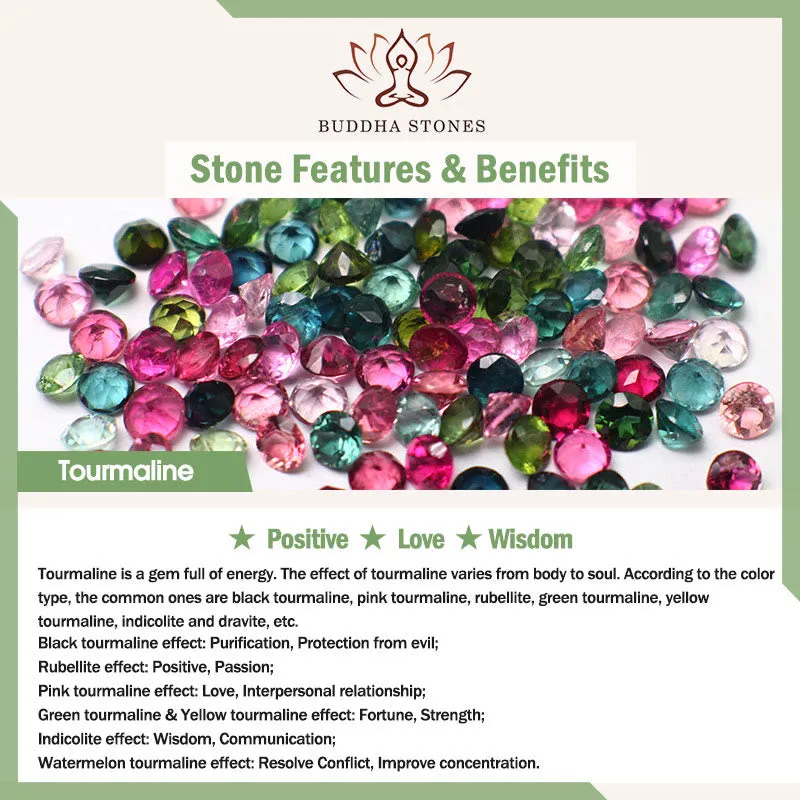 Buddha Stones Natural Tourmaline Fu Character Flower Lucky Brand Bracelet