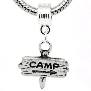 Camp Fingerpost Charm Dangle European Bead Compatible for Most European Snake Chain Bracelet