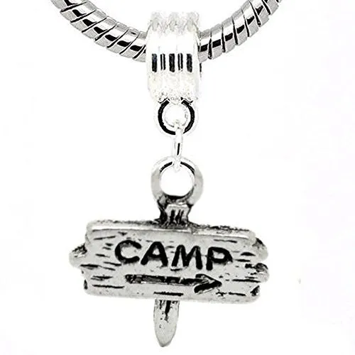 Camp Fingerpost Charm Dangle European Bead Compatible for Most European Snake Chain Bracelet