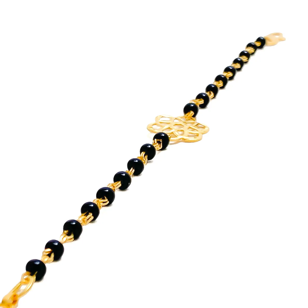 Chic Decorative 22k Gold Black Bead Baby Bracelet
