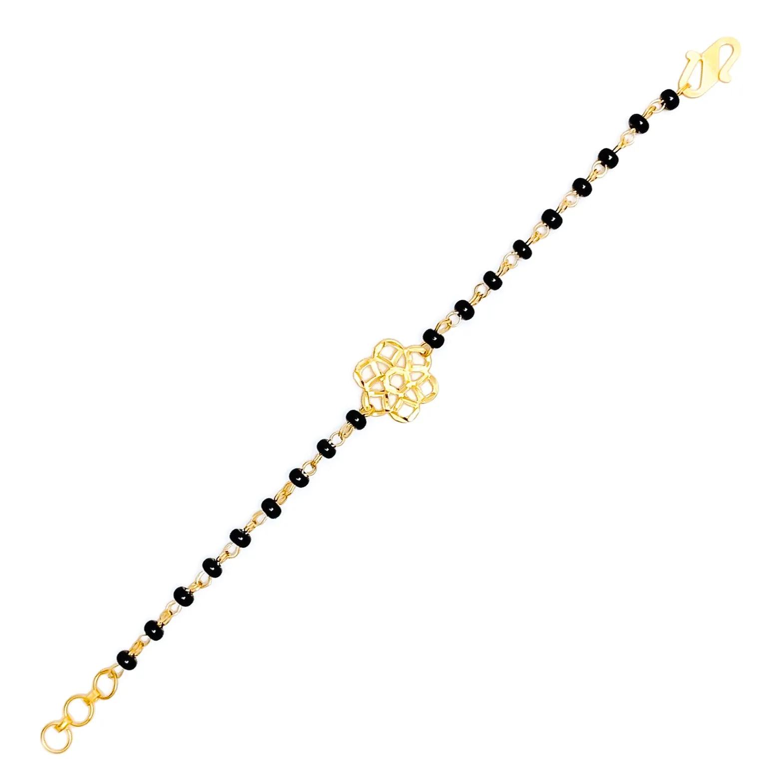 Chic Decorative 22k Gold Black Bead Baby Bracelet