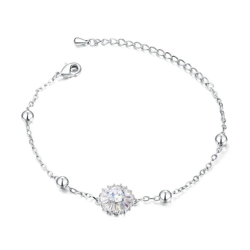 Children's, Teens' and Mothers' Bracelets:  Surgical Steel CZ Flower/Ball Bracelets with Gift Box