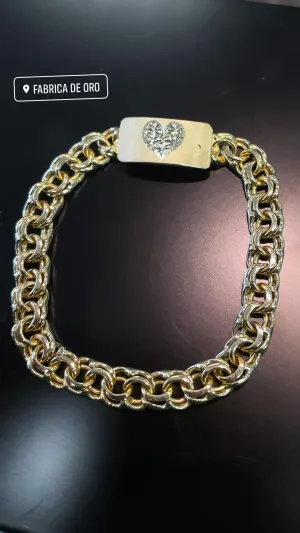 Chino Link Bracelet with Engraved Heart
