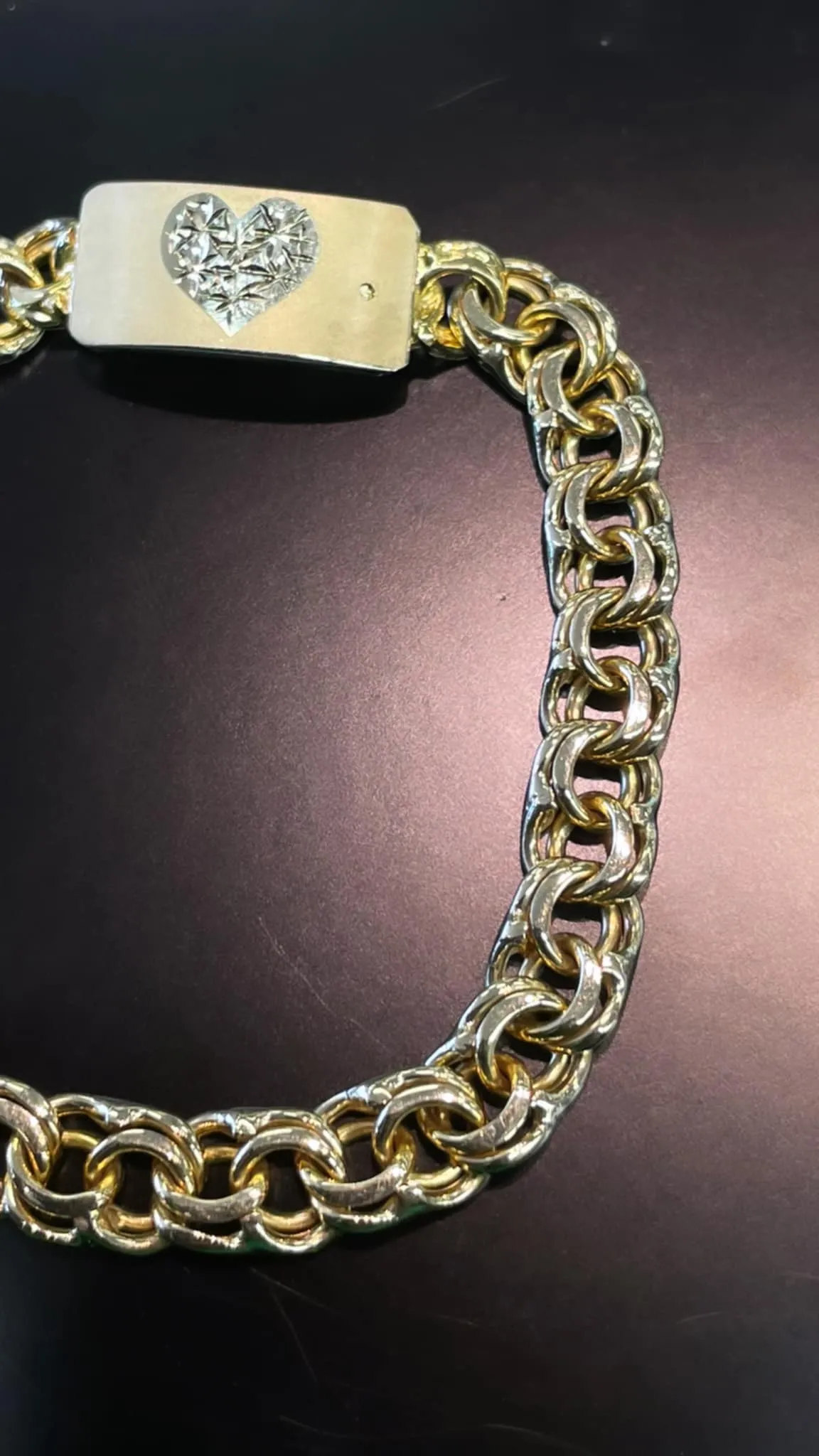Chino Link Bracelet with Engraved Heart