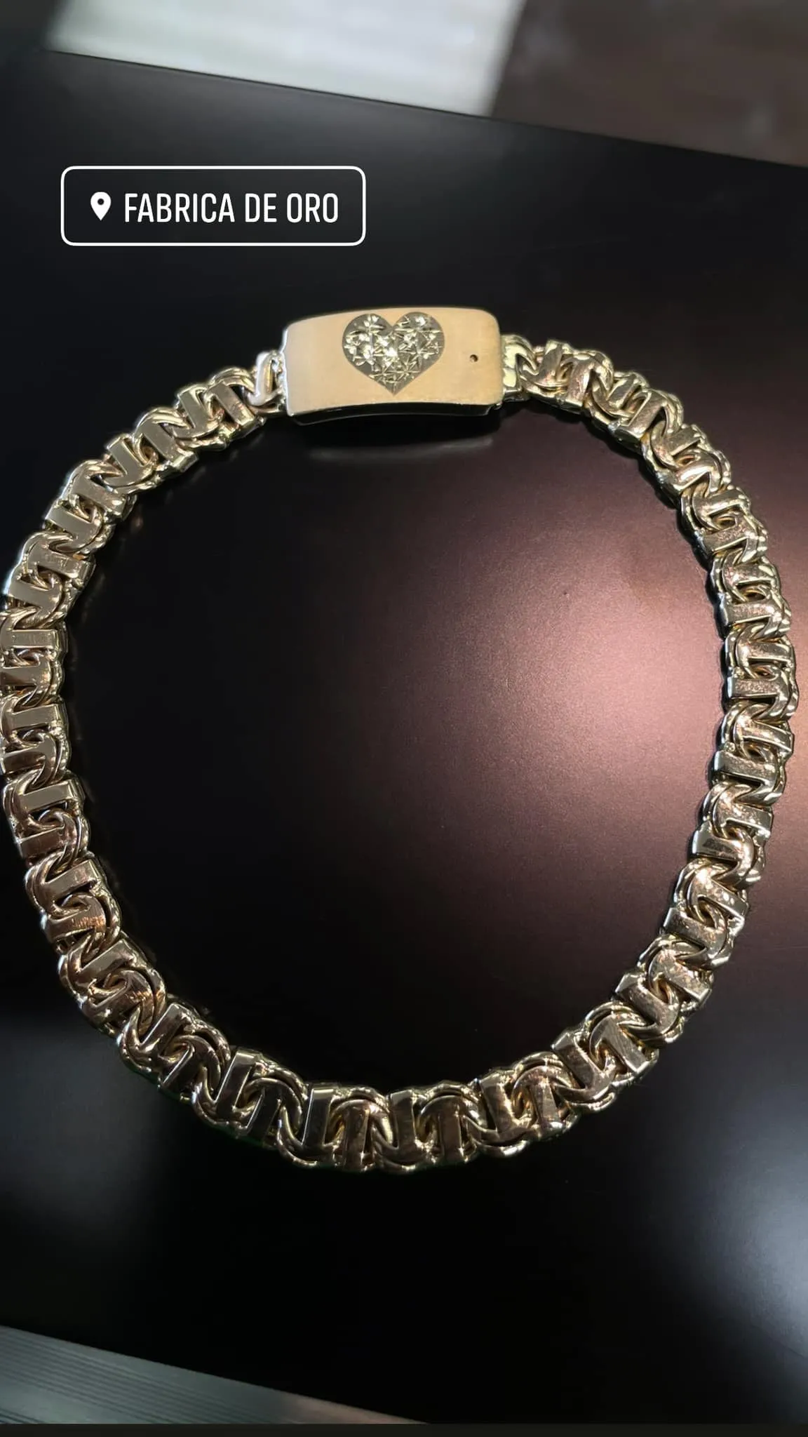 Chino Link Bracelet with Engraved Heart