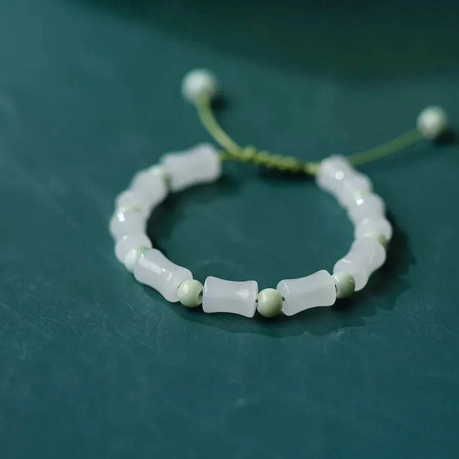 Chinoiserie Bamboo Glass Ceramic Beads Knitting Women'S Bracelets