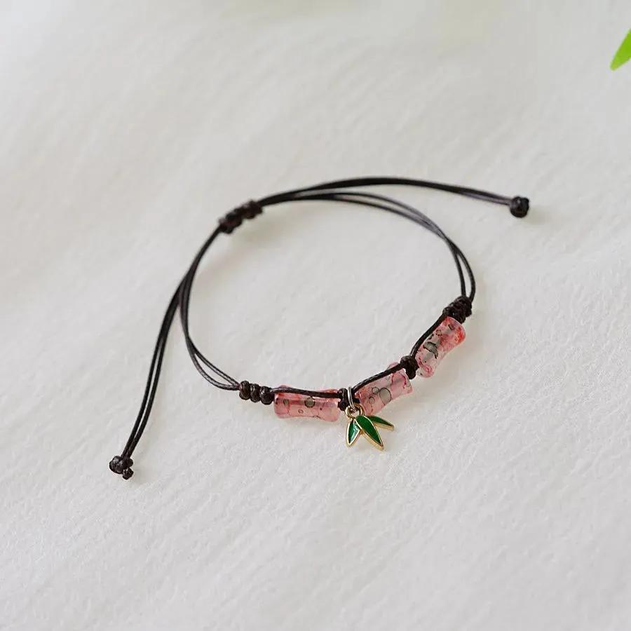 Chinoiserie Bamboo Glass Ceramic Beads Knitting Women'S Bracelets