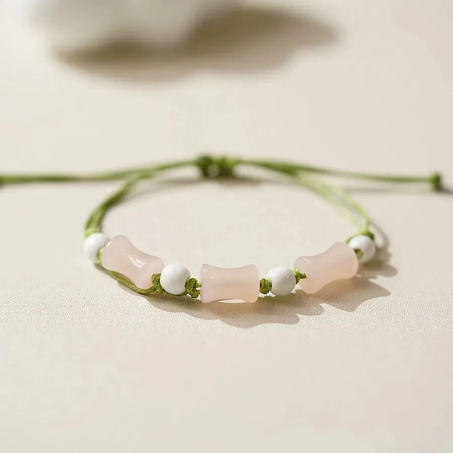 Chinoiserie Bamboo Glass Ceramic Beads Knitting Women'S Bracelets