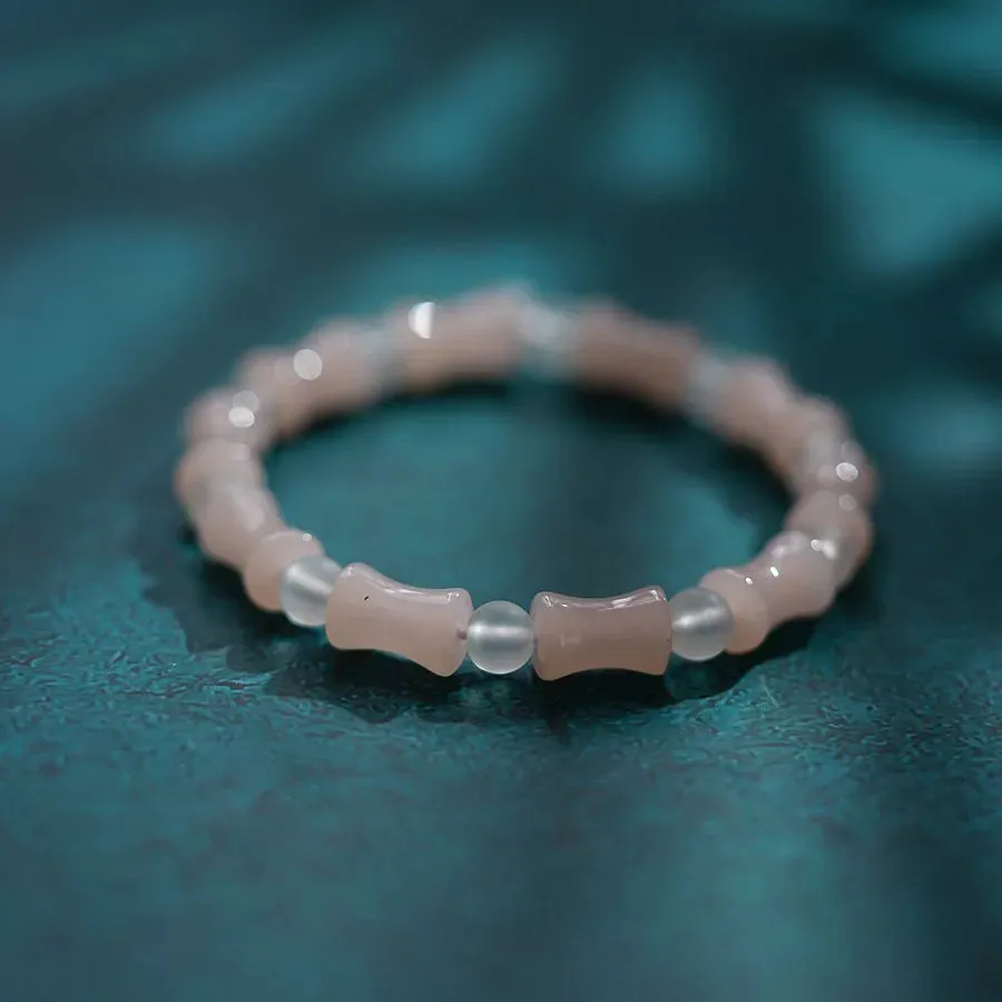 Chinoiserie Bamboo Glass Ceramic Beads Knitting Women'S Bracelets