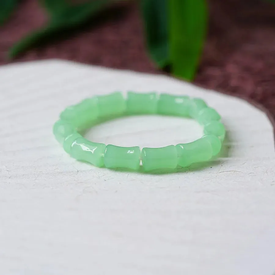 Chinoiserie Bamboo Glass Ceramic Beads Knitting Women'S Bracelets