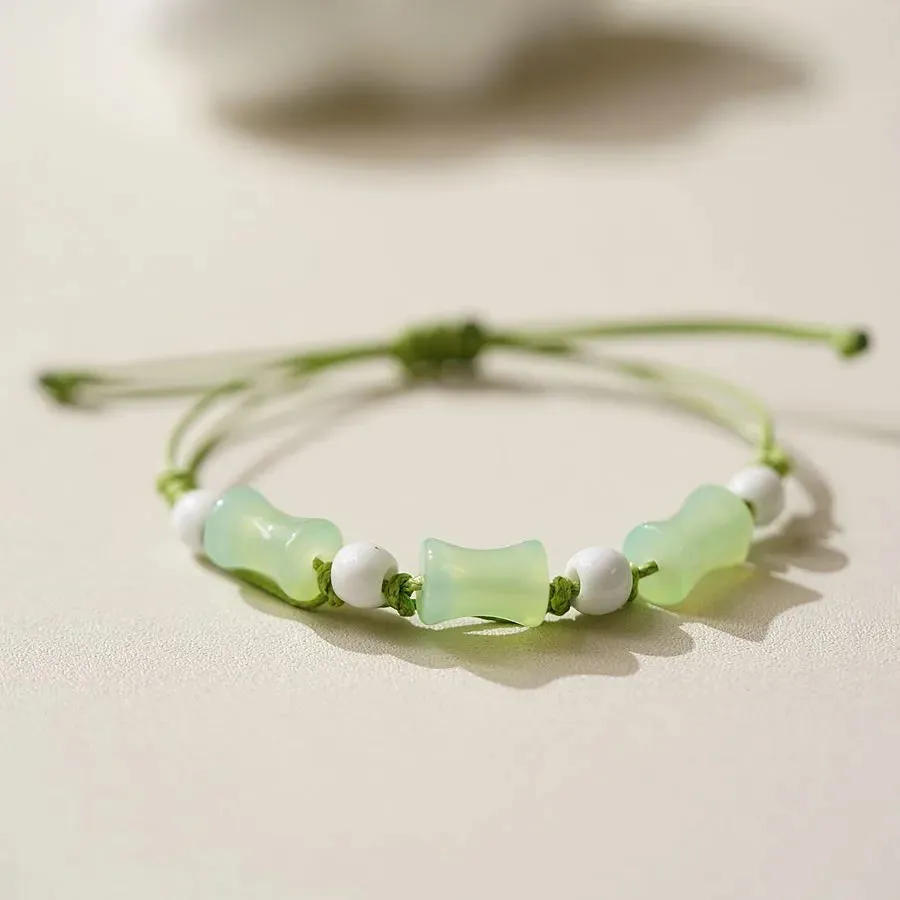 Chinoiserie Bamboo Glass Ceramic Beads Knitting Women'S Bracelets