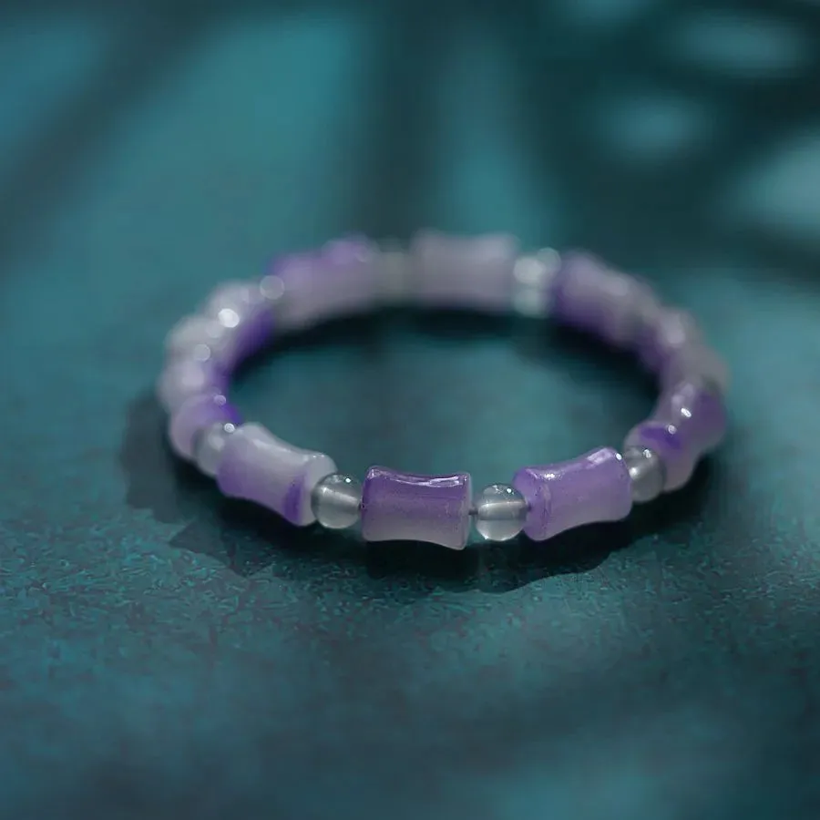 Chinoiserie Bamboo Glass Ceramic Beads Knitting Women'S Bracelets