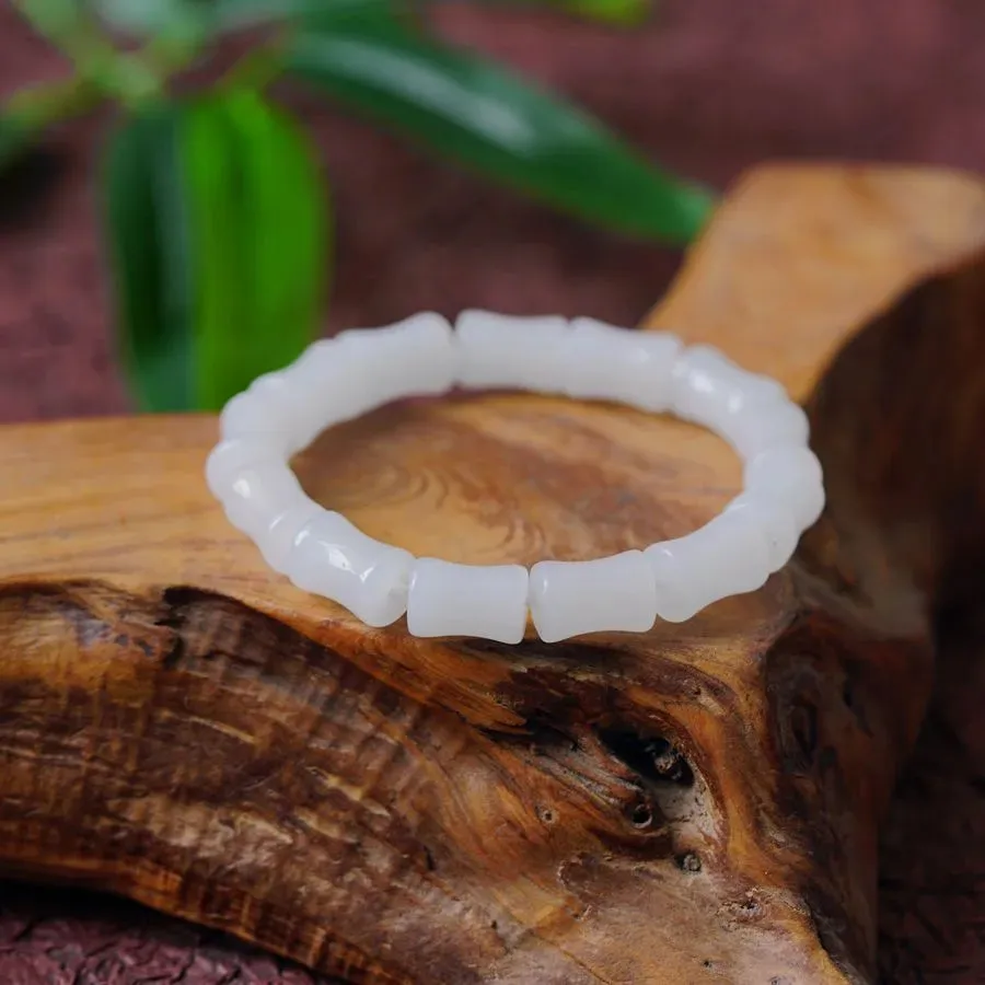 Chinoiserie Bamboo Glass Ceramic Beads Knitting Women'S Bracelets