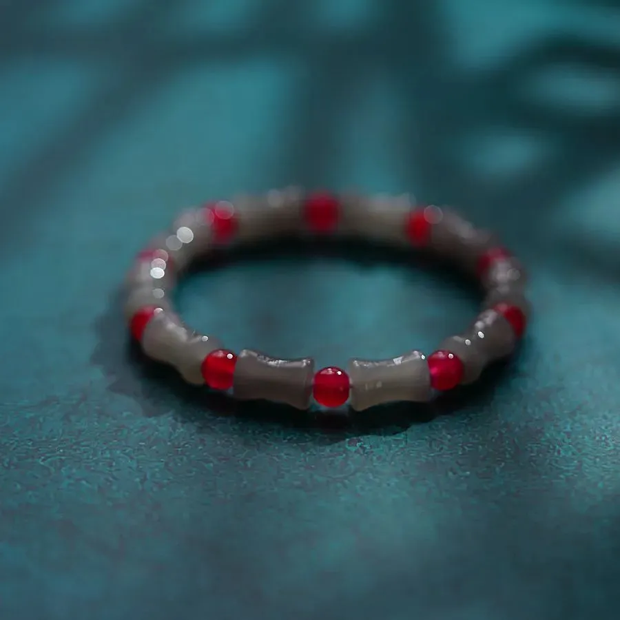 Chinoiserie Bamboo Glass Ceramic Beads Knitting Women'S Bracelets