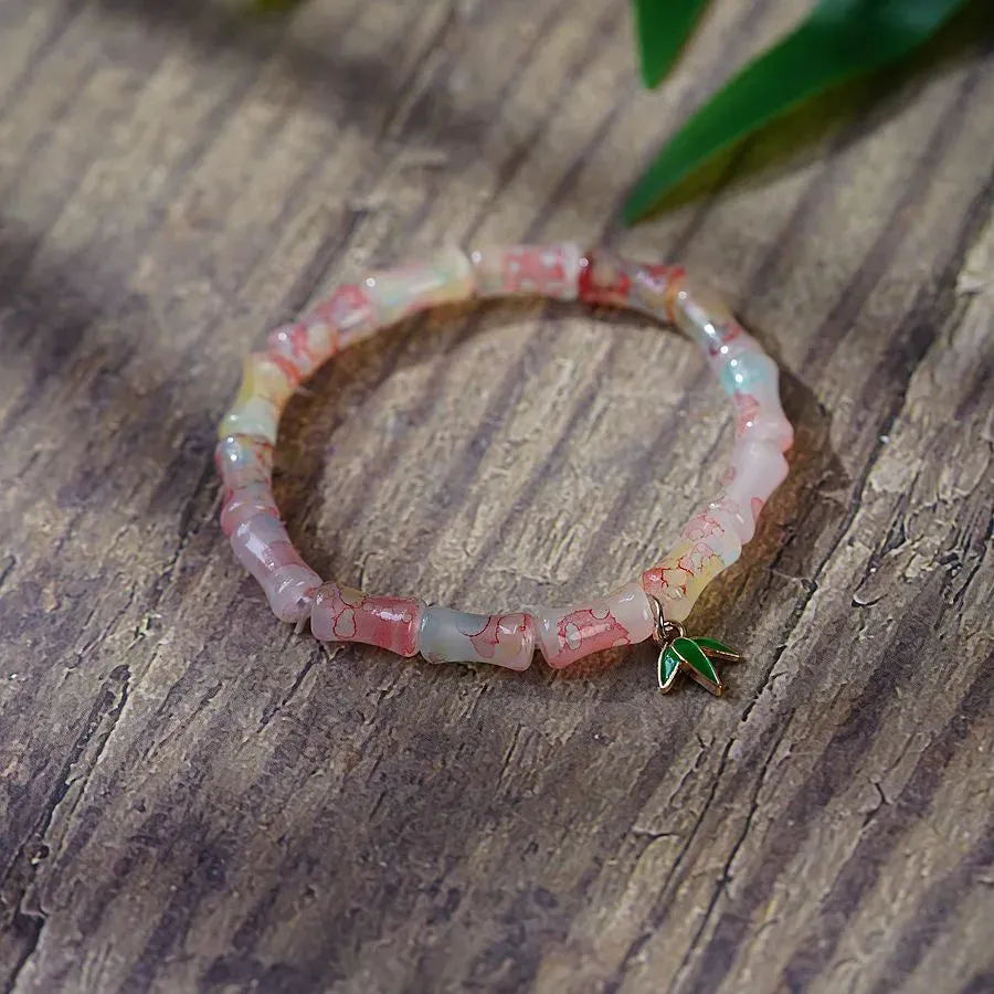 Chinoiserie Bamboo Glass Ceramic Beads Knitting Women'S Bracelets